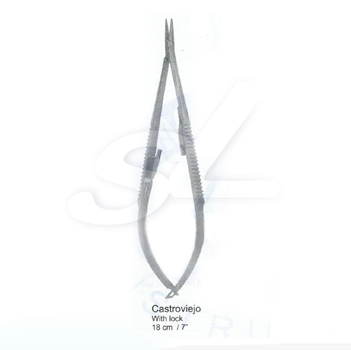 NS Surgical 안과 CASTROVIEJO DELICATE NEEDLE HOLDER 지침기 SMOOTH WITH LOCK CVD 14CM #06-121-14