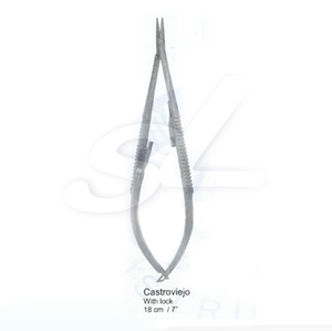 NS Surgical 안과 CASTROVIEJO DELICATE NEEDLE HOLDER 지침기 SMOOTH WITH LOCK CVD 14CM #06-121-14